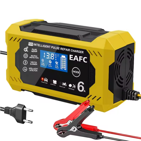 Cargador de Batería de Coche Inteligente 12V/24V - Pantalla LCD & Protección Automática