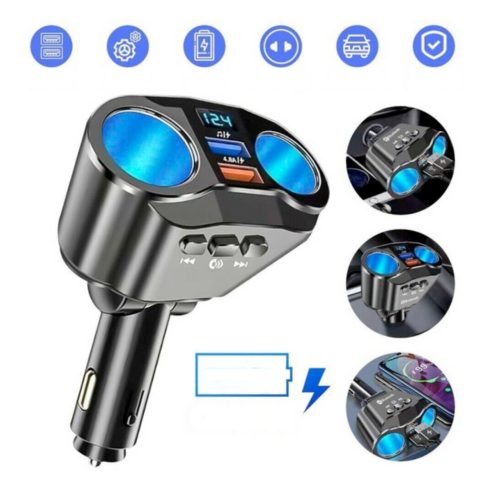 Adapter do zapalniczki samochodowej - podwójny port USB i wyświetlacz cyfrowy