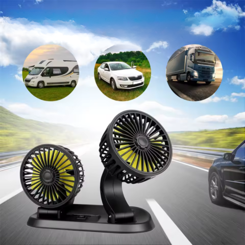 Dual Head Auto Fan - USB or Cigar Lighter Power Supply