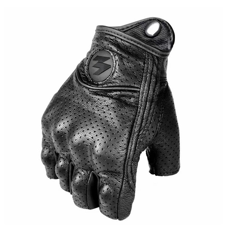 Motorradhandschuhe Halbfinger aus PU-Leder – Retro Biker Stil & atmungsaktiv Sommer