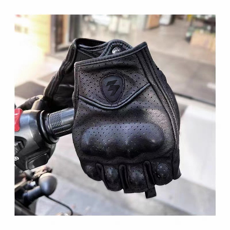 Motorradhandschuhe Halbfinger aus PU-Leder – Retro Biker Stil & atmungsaktiv Sommer