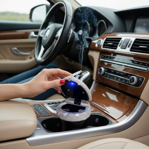 Briliáns mini autós hamutartó - Elegáns design és füstálló lezárás